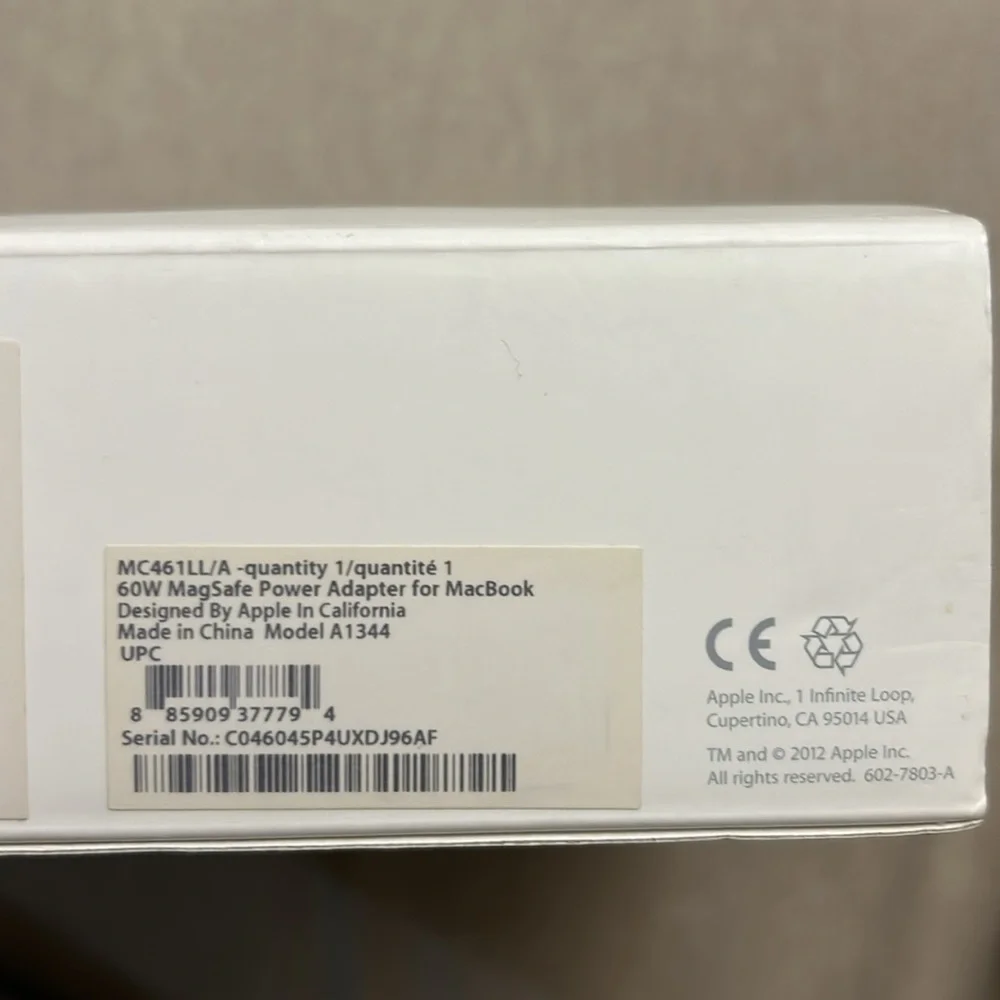 Original APPLE 60W MagSafe Power Adapter Charger - MC461LL/A
